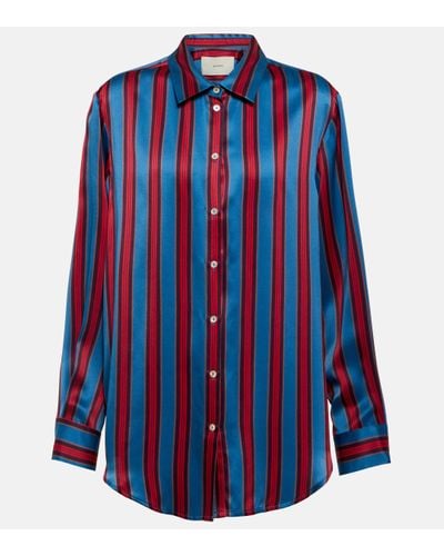 Asceno London Striped Silk Shirt - Blue