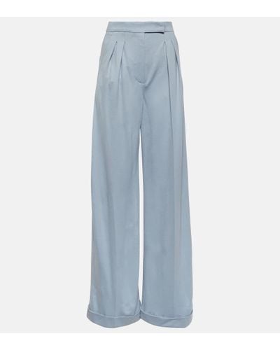 Max Mara Faraday Virgin Wool Wide-leg Pants - Blue