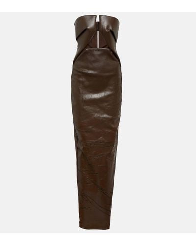 Rick Owens Strapless Coated Denim Gown - Brown