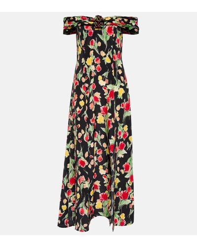 RIXO London Freya Floral-print Silk Midi Dress - Multicolour
