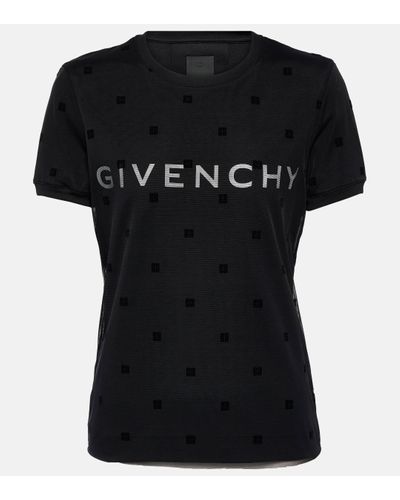 Givenchy T-shirt en coton et tulle a logo - Noir