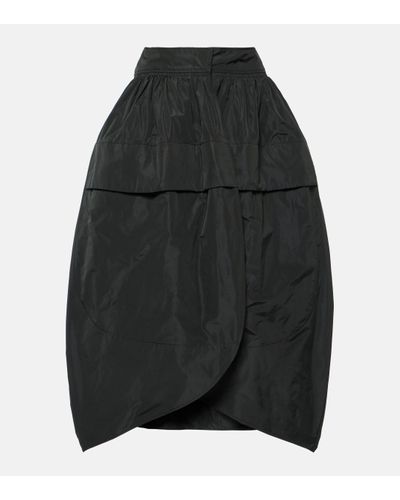 Jil Sander Gathered High-rise Taffeta Midi Skirt - Black