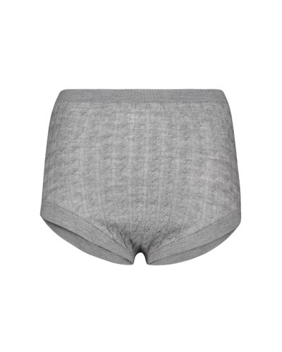 Totême Cable-knit Wool-blend Knickers - Grey