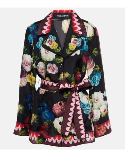 Dolce & Gabbana Camicia in seta con stampa floreale - Nero