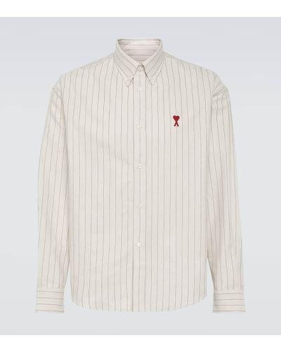 Ami Paris Camicia Oxford in cotone a righe - Bianco