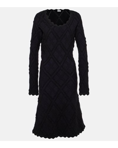 Burberry Scalloped Wool-blend Midi Dress - Black