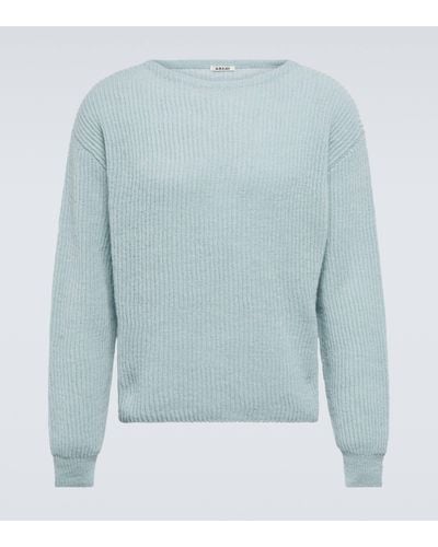 AURALEE Ribbed-knit Wool Jumper - Blue