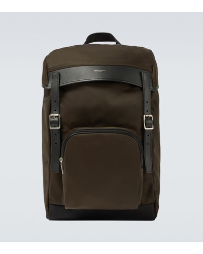 Saint Laurent Leather-trimmed Backpack - Green