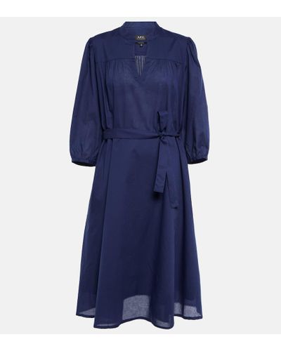 A.P.C. Vestido midi Alanna de algodon - Azul