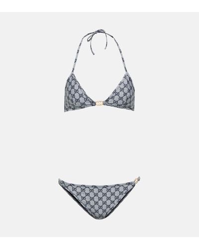Gucci Bikini triangular con GG - Blanco