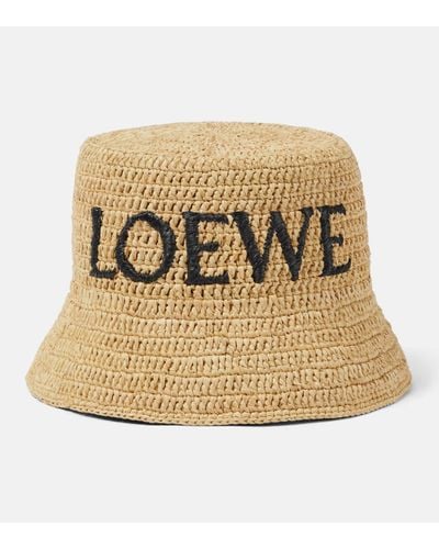 Loewe Paula's Ibiza Logo Raffia Bucket Hat - Natural