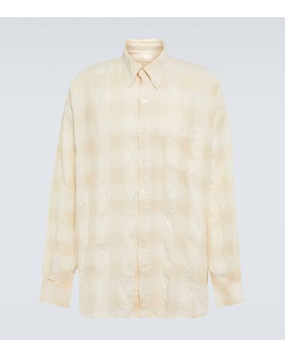 Our Legacy Borrowed Cotton And Linen Check Shirt - White