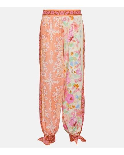 Zimmermann Raie Printed Cotton Track Trousers - Pink