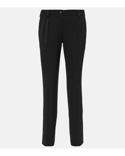Dolce & Gabbana Low-rise Wool-blend Slim Trousers - Black