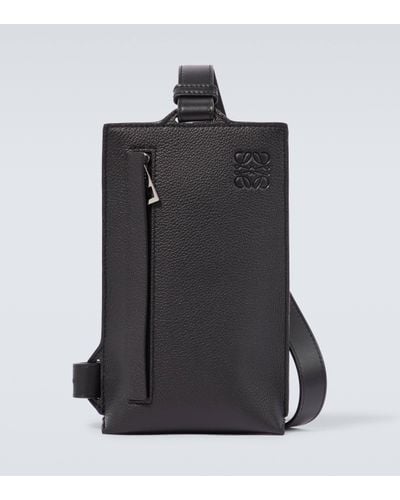 Loewe Vertical T Pocket Grained Leather Belt Bag - Black