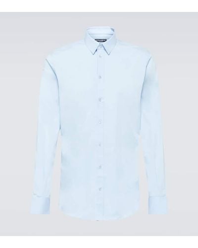 Dolce & Gabbana Camisa oxford de popelin de algodon - Azul