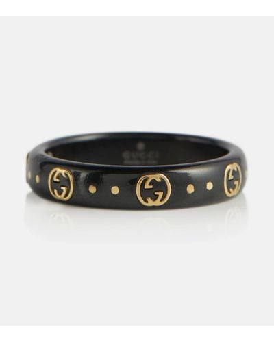 Gucci Icon 18kt Gold And Corundum Ring - Black