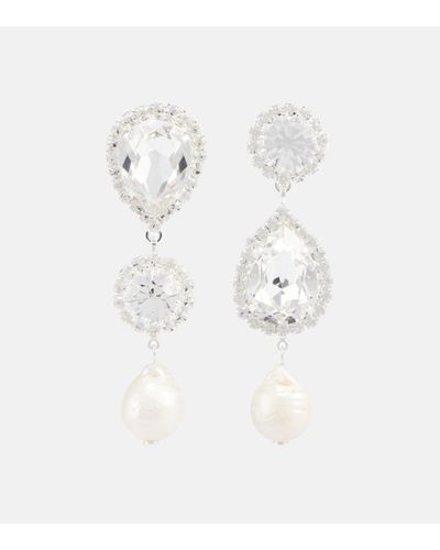 Magda Butrym Crystal Drop Earrings With Pearls - White