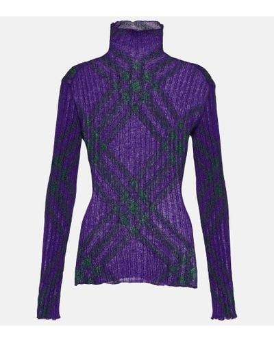 Burberry Jersey en mezcla de mohair a cuadros - Morado