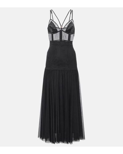 Dolce & Gabbana Paneled Bustier Midi Dress - Black