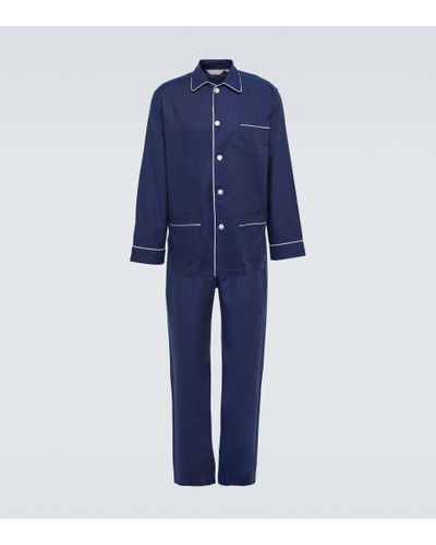 Derek Rose Pyjama aus Baumwolle - Blau