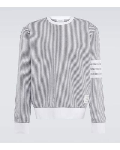 Thom Browne 4-bar Cotton Seersucker Sweatshirt - Gray