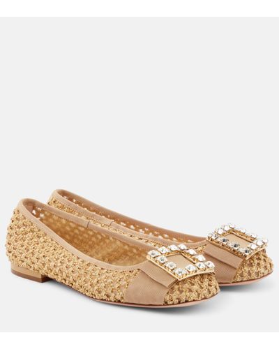 Roger Vivier Tres Vivier Raffia-effect Ballet Flats - Natural