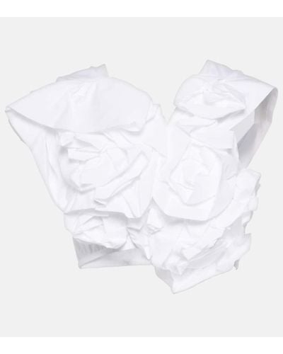 Simone Rocha Top in cotone con applicazioni floreali - Bianco