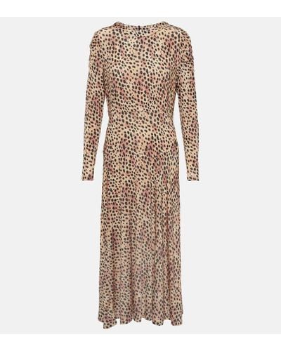 RIXO London Cerise Leopard-print Midi Dress - Natural