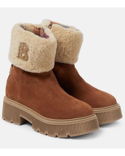 Bogner Turin Shearling-trimmed Suede Ankle Boots - Brown
