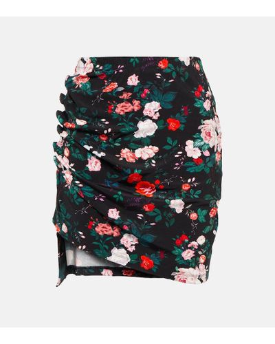 Rabanne Minifalda floral de tiro alto - Negro
