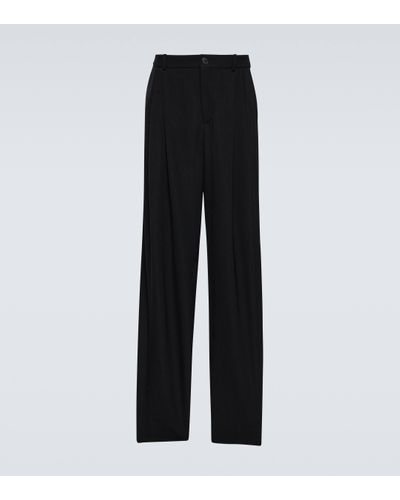 Saint Laurent Wool Wide-leg Trousers - Black