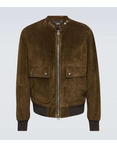 Tom Ford Suede Bomber Jacket - Green