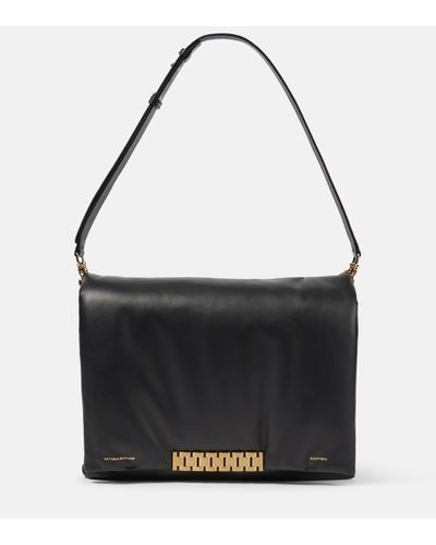 Victoria Beckham Puffy Jumbo Chain Leather Shoulder Bag - Black