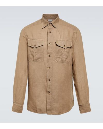 Brunello Cucinelli Camisa de lino y algodon - Neutro