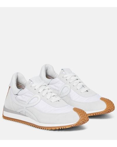 Loewe Flow Runner Monogram Leather And Shell Trainers - White