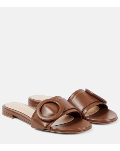 Gianvito Rossi Embellished Leather Mules - Brown