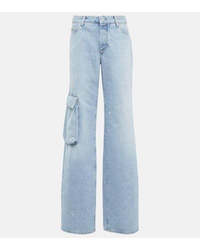 Off-White c/o Virgil Abloh Jean large Toybox a taille haute - Bleu