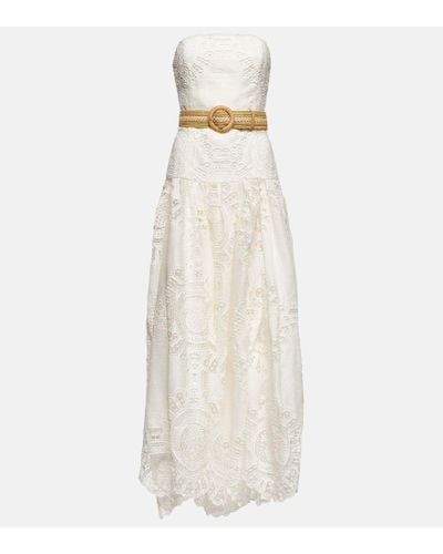 Zimmermann Vestido largo Vacay en encaje de lino - Blanco