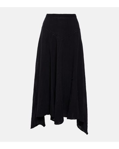 Isabel Marant Aline Pleated Cotton-blend Midi Skirt - Black