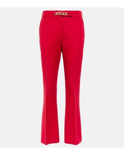 Valentino Vlogo Chain Wool And Silk Pants - Red