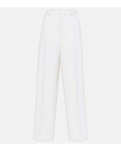 Ami Paris High-rise Wool-blend Wide-leg Pants - White