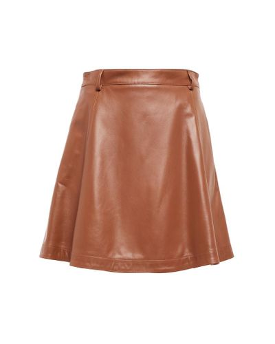 Polo Ralph Lauren Mid-rise Leather Miniskirt - Brown