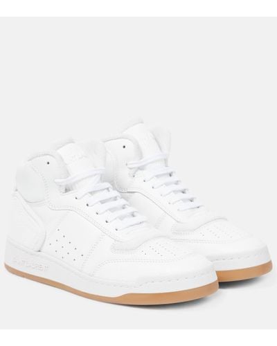 Saint Laurent Sl/80 Leather High-top Trainers - White