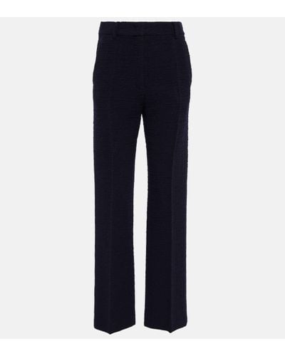 Valentino Wool-blend Tweed Straight Trousers - Blue