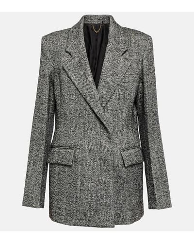 Victoria Beckham Herringbone Wool-blend Blazer - Gray