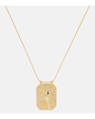 Marie Lichtenberg Love You To The Moon 18kt Gold Pendant Necklace With Sapphire And Diamonds - Metallic