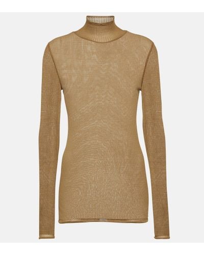 Lemaire Ribbed-knit Silk Top - Brown
