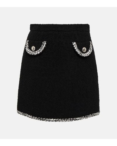 Alessandra Rich Embroidered Tweed High-rise Miniskirt - Black