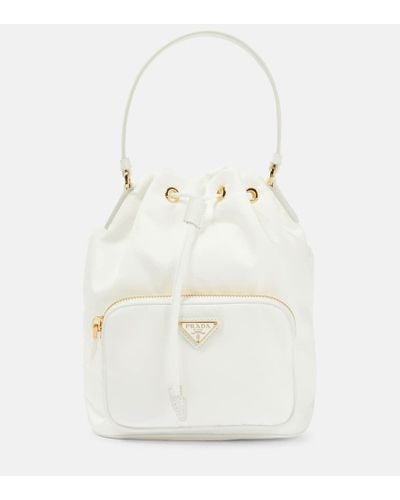 Prada Bucket-Bag Duet Small aus Re-Nylon - Weiß